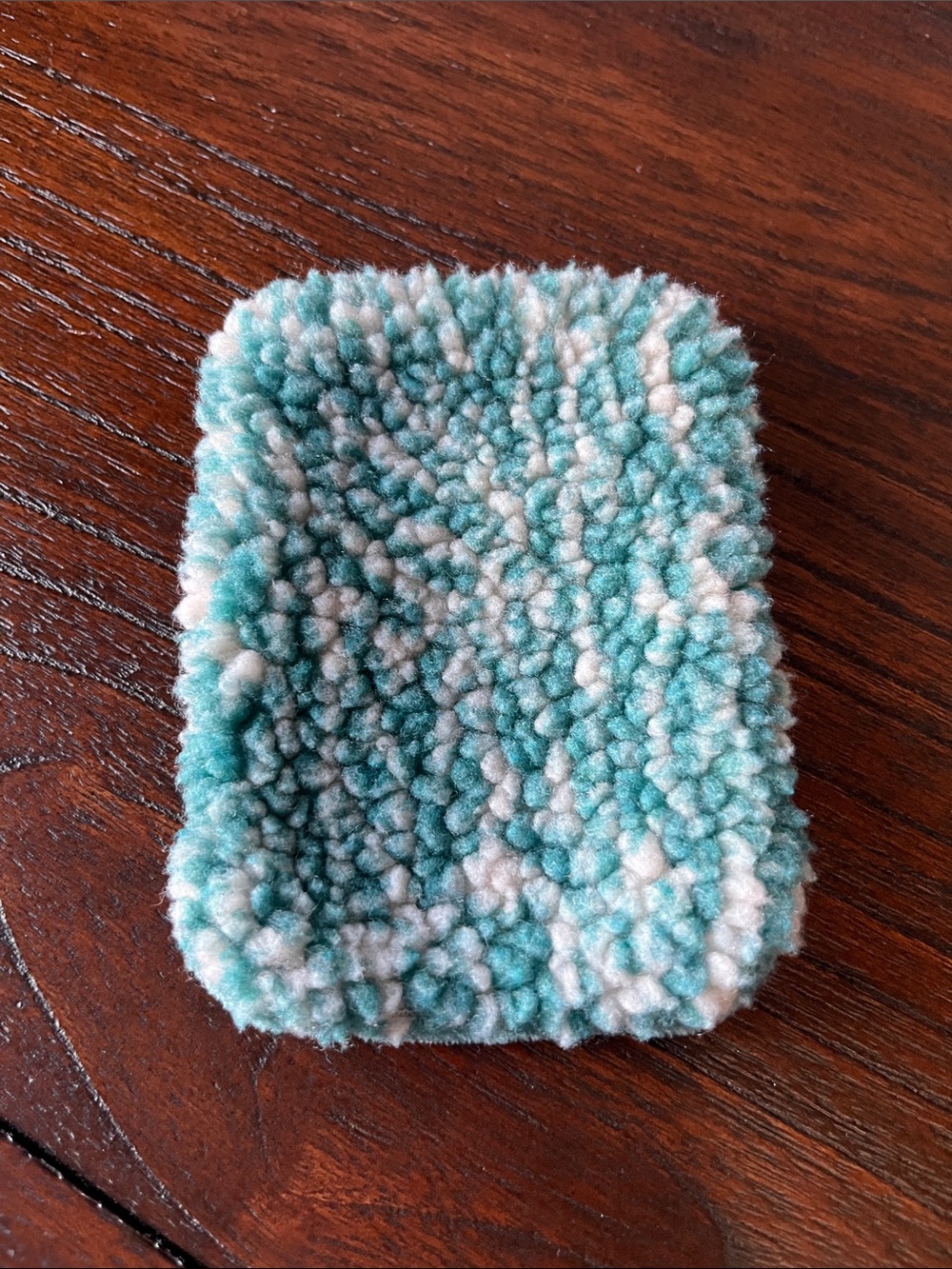 $2 Add-On Storage Pouch Cozy Fuzzy Plush Case Teal Green White Speckled